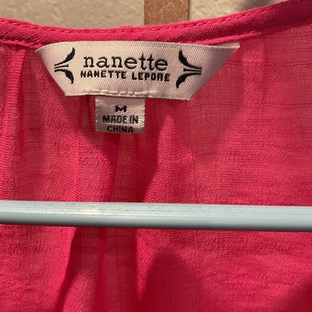Nanette Lepore Barbie Pink Ruffle Sleeve Blouse Size M - Picture 2 of 4